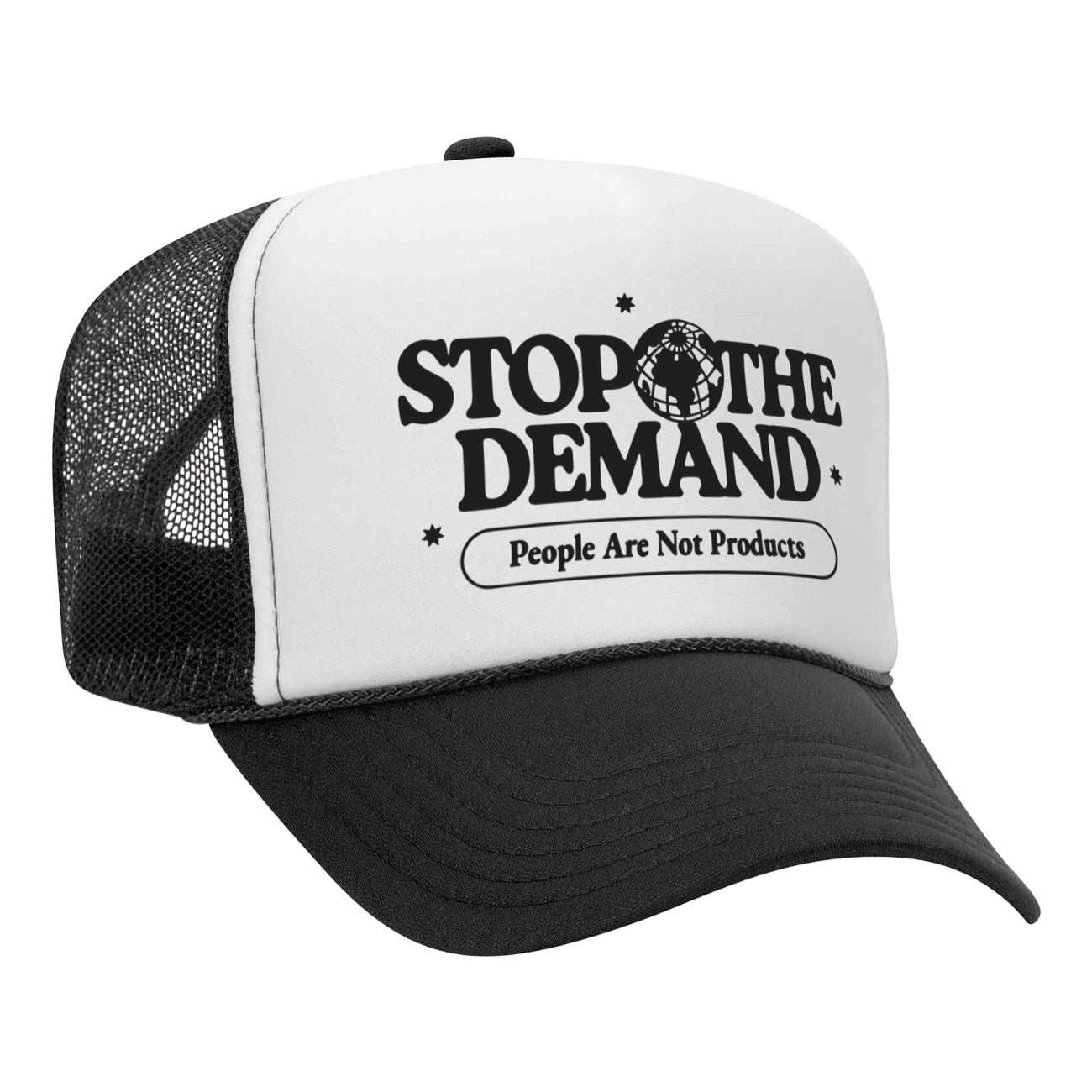 Stop The Demand Trucker Hat - Black/White