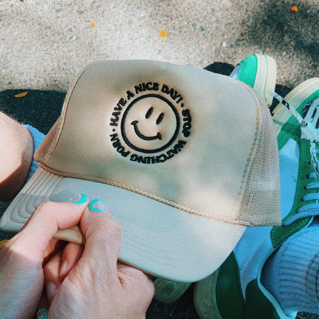 Have A Nice Day Trucker Hat - Khaki