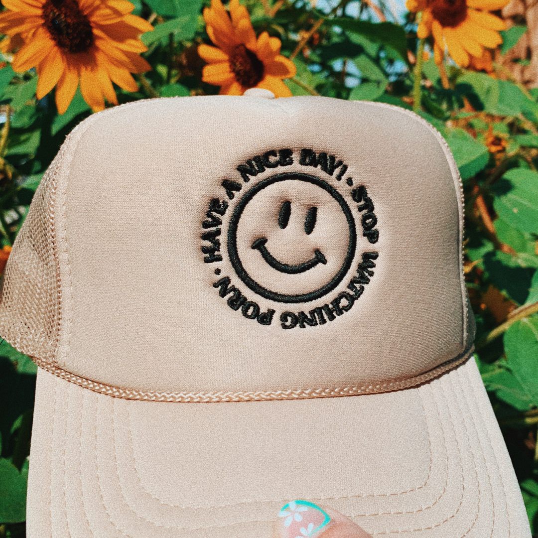 Have A Nice Day Trucker Hat - Khaki